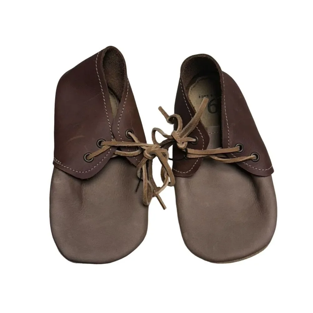 New Sun & Lace Hand Crafted Brown Leather Soft Sole Baby Toddler Shoes